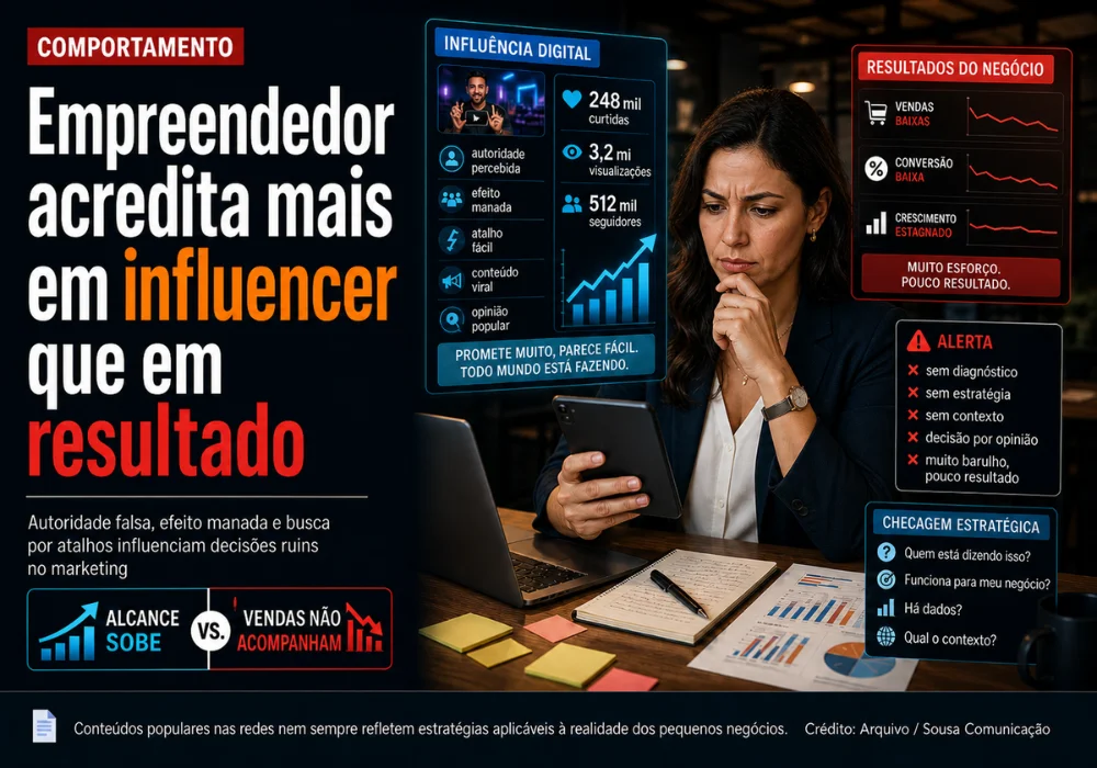 Empreendedor acredita mais em influencer que em resultado
